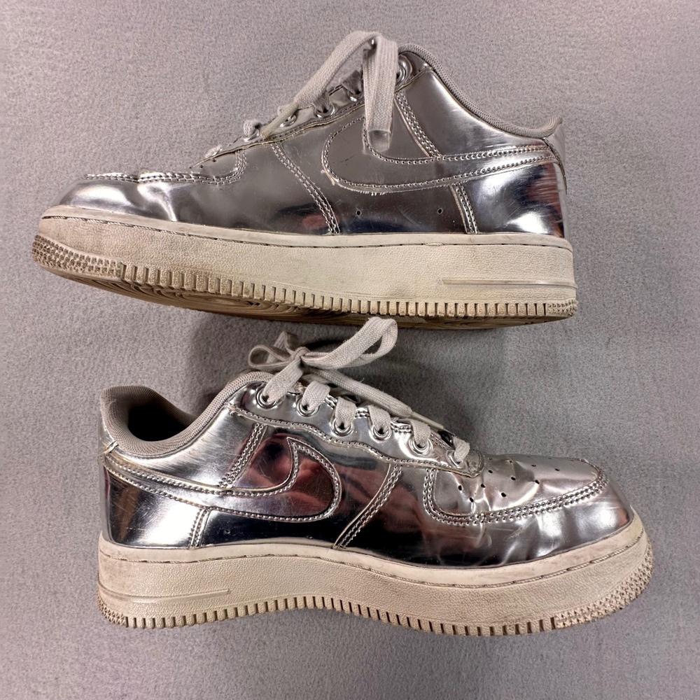 Nike Air Force 1 SP Metallic Silver Chrome Low Top Sneakers CQ6566-001 Womens 8 - Picture 10 of 10